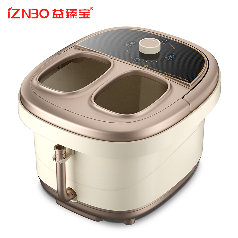 普区包邮 J-【热评1000+】益臻宝 足浴盆自动恒温加热十二滚轮按摩洗脚盆泡脚桶 咖色YM-818