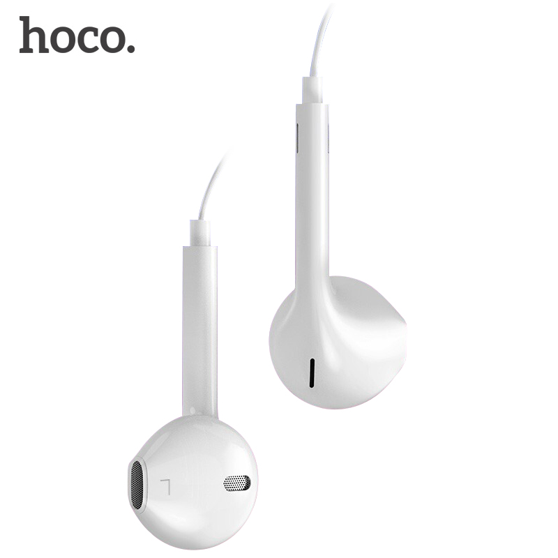 J-浩酷HOCO M55忆音线控带麦耳机 有线音乐耳机 拾音线控带麦立体声3.5mm调音耳机 白色（箱规：310个/箱）