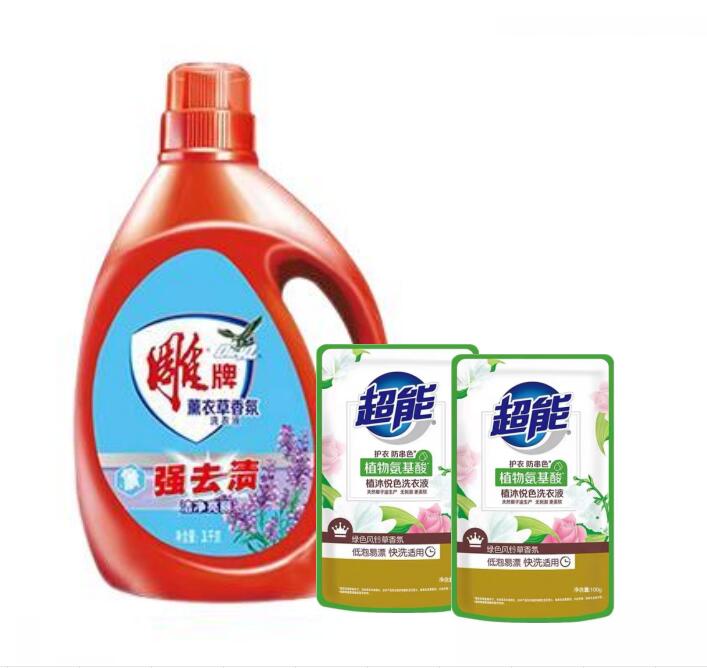 J-纳爱斯集团1kg雕牌薰衣草香氛洗衣液（强去渍）+【2袋】100g*2超能植沐悦色洗衣液