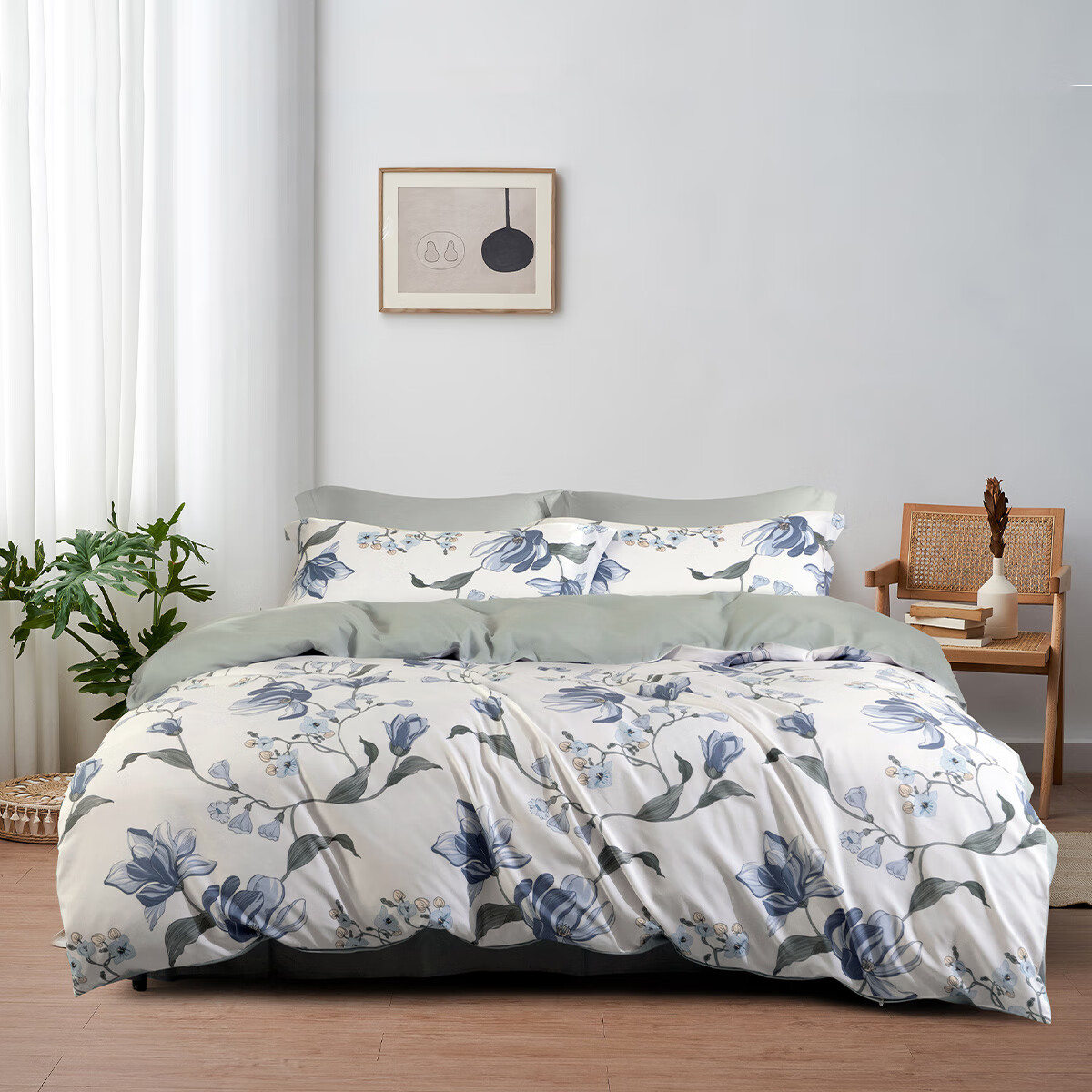 J-【热评200+】水星家纺 床上用品四件套DH 晚风薇 床单被套 200×230cm/套（100%聚酯纤维）【箱规：5】