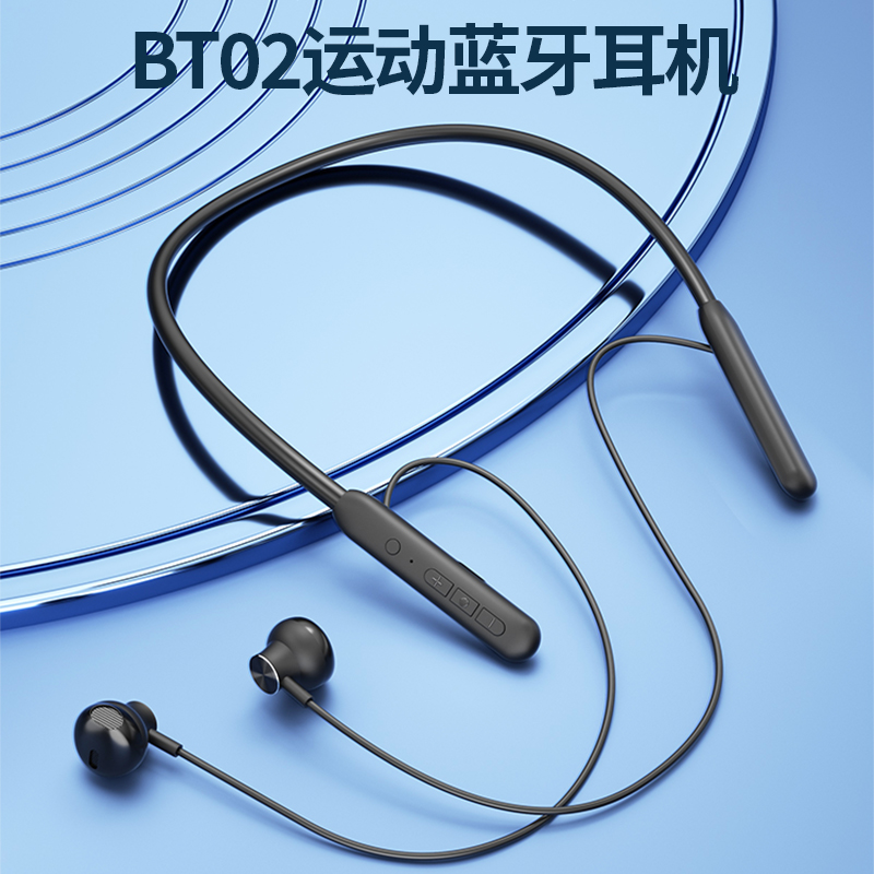 J-巴赫约翰智能运动蓝牙耳机BT02无线蓝牙耳机颈挂脖式运动双耳跑步入耳超长待机耳塞降噪绅士黑