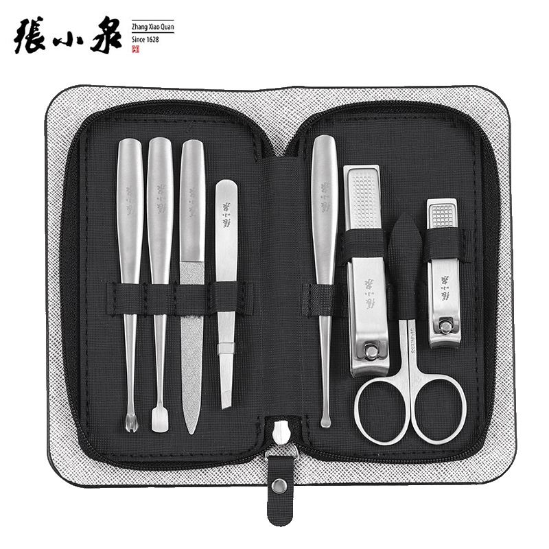 J-张小泉  不锈钢美甲八件套 便携随身 修甲套装指甲刀挖耳勺W70023000 精美礼盒装 节日礼物