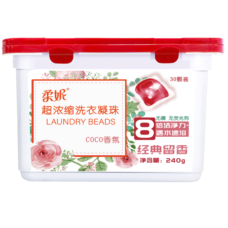 J-【30颗】柔妮coco香水洗衣凝珠三合一抑菌洗衣珠机洗持久留香深层洁净护衣防臭240g
