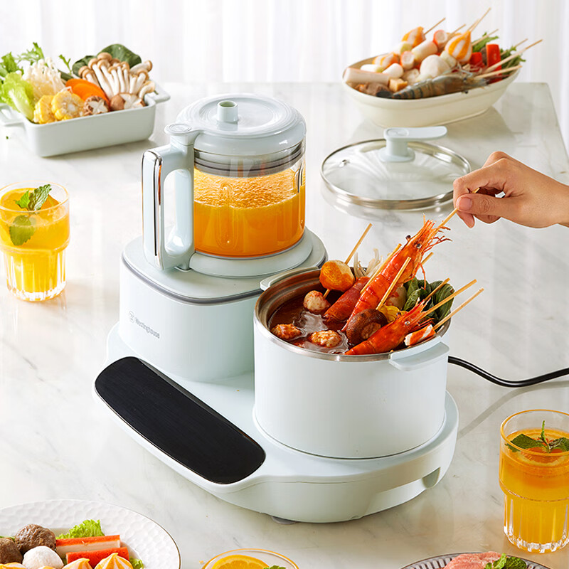 J-普区包邮 西屋Westinghouse 网红款多功能破壁机料理机早餐机  电蒸锅电煮锅 豆浆蒸包子 煮鸡蛋 分区双触控 WSC12D13