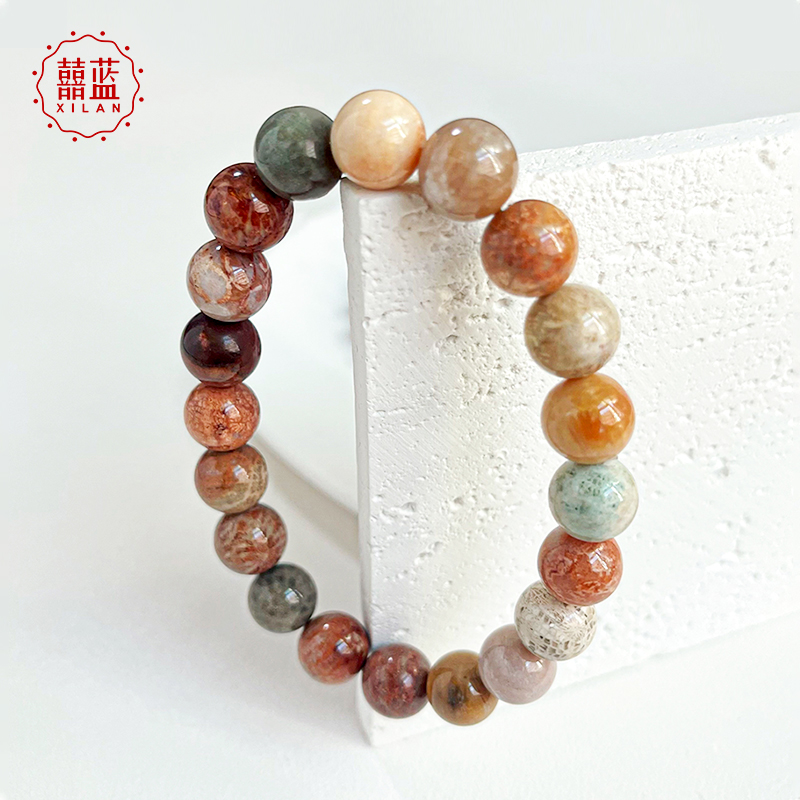 J -【每证一品】囍蓝梦幻之珠珊瑚玉手串XLTY544341 节日礼物生日礼物 送女友送妈妈送朋友材质硅化珊瑚石