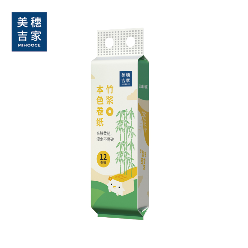 J-美穗吉家 本色竹浆卷纸 4层加厚 40g/卷*12卷*1提 MIH-240402