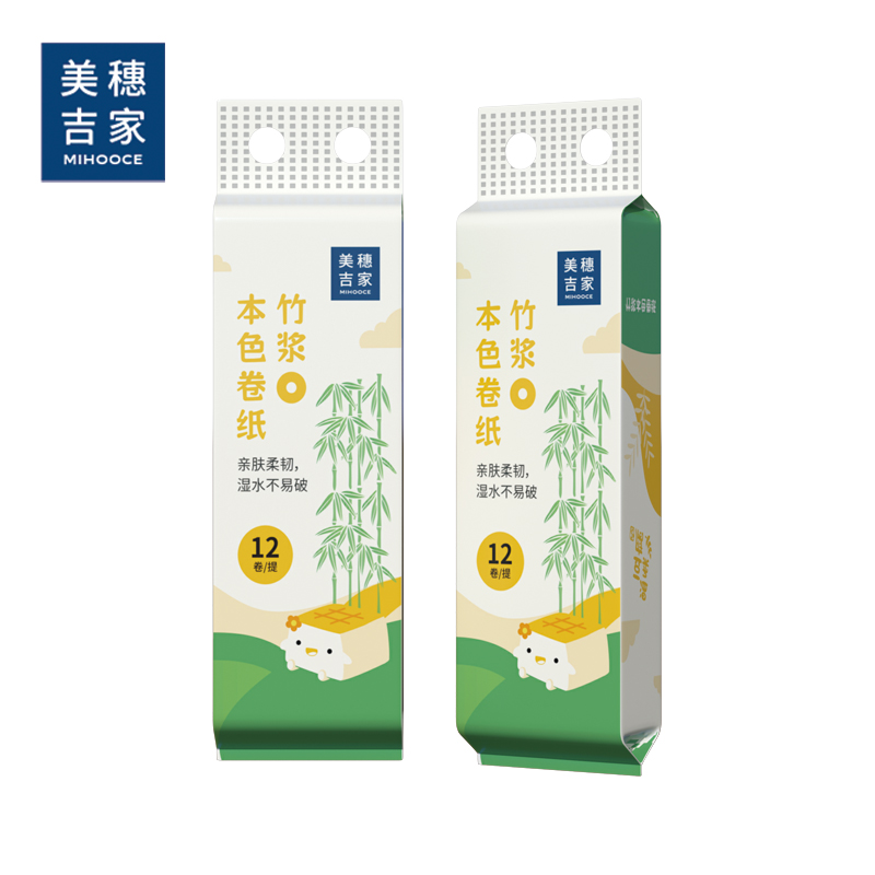 J-美穗吉家 本色竹浆卷纸 4层加厚 40g/卷*12卷*2提 MIH-240402