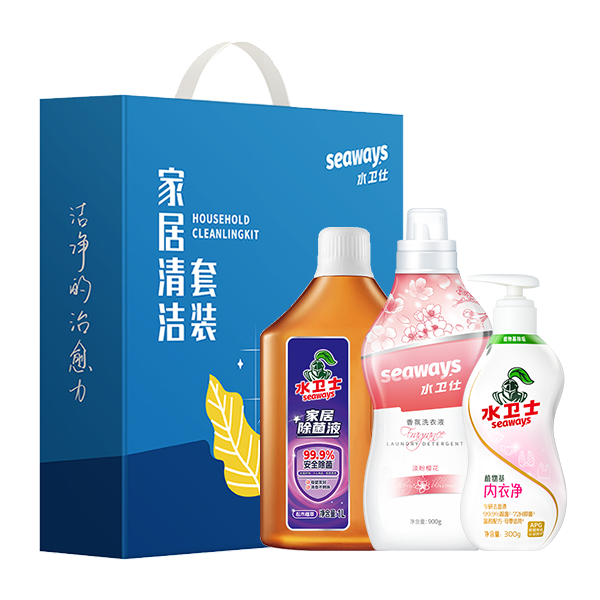 J-水卫仕家居清洁套装B-01水卫仕家居清洁套装B-01【香氛洗衣液（淡粉樱花）900g+家居除菌液1L+内衣专护洗衣液300g】新老包装随机发货