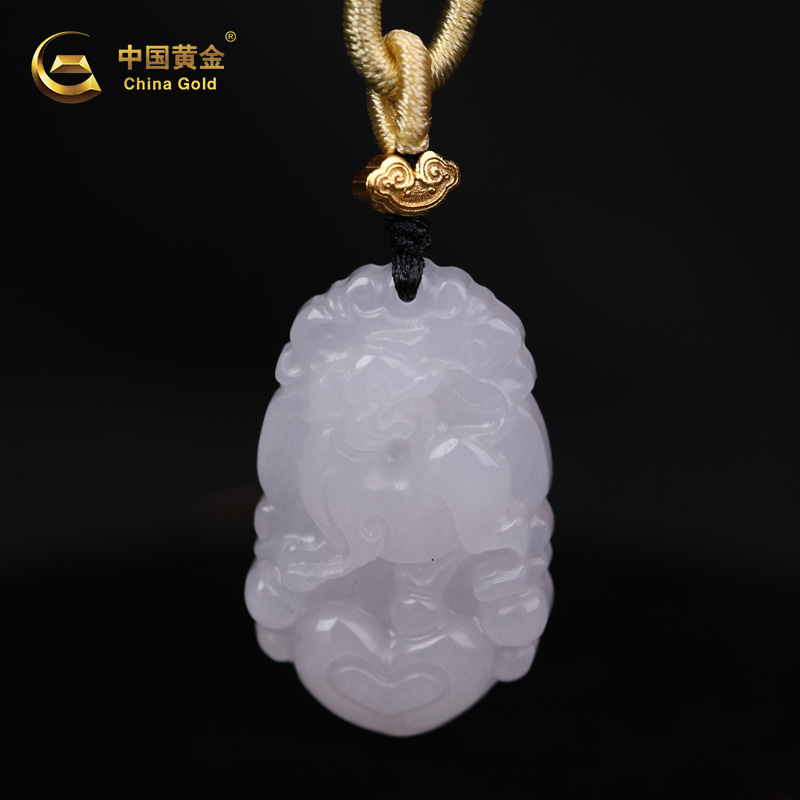 中国黄金福运连连石英岩质玉吊坠《证书+吊牌+质保单+礼盒+手提袋》