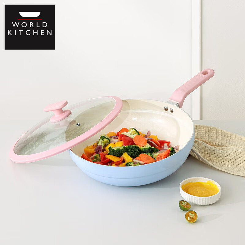 J-康宁WORLD KITCHEN 铝质陶瓷不粘炒锅WK-CG30J85C-JY/KZ 普区包邮精美包装自用【偏远地区发顺丰/德邦】