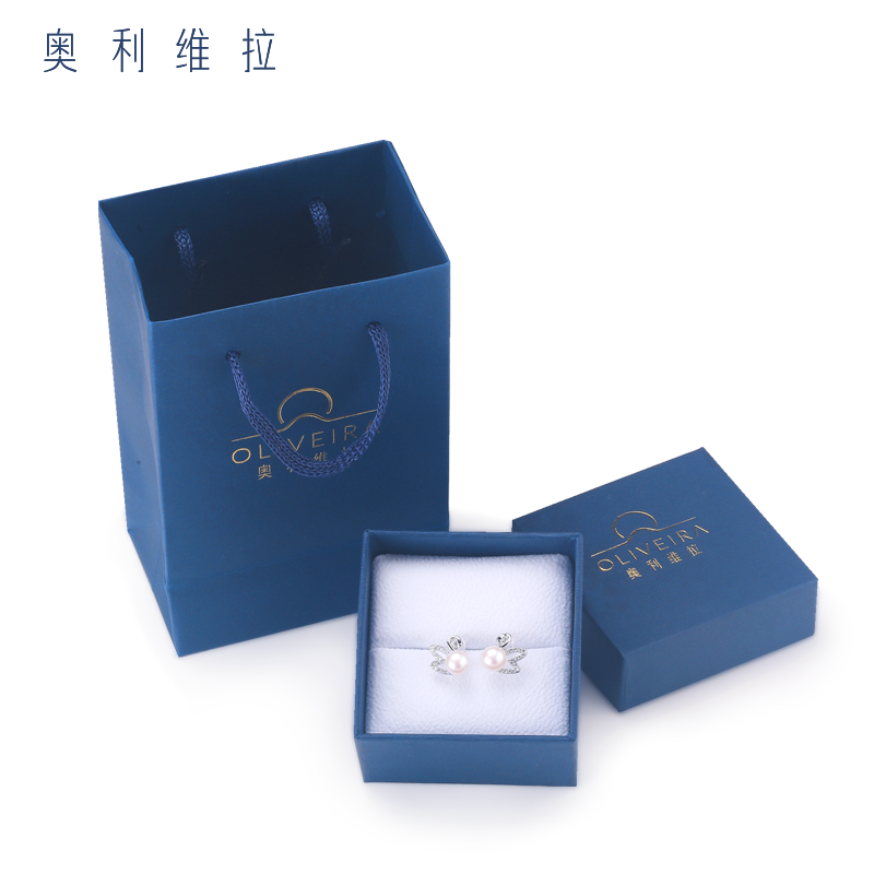 普区包邮J-奥利维拉天然淡水珍珠耳钉H6 引流赠品 精美礼盒包装 （货品不随带鉴定证书）（镀金产品需保养，具体见详情页）