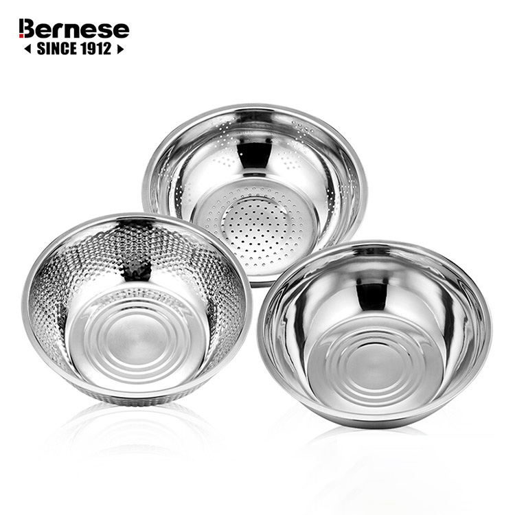 DH-J-伯尔尼斯/Bernese  臻尚米筛三件套 洗菜篮调料盆米筛味斗三件套 可叠放 和面淘 BENS-13 24cm 26cm 28cm  （24套/箱）