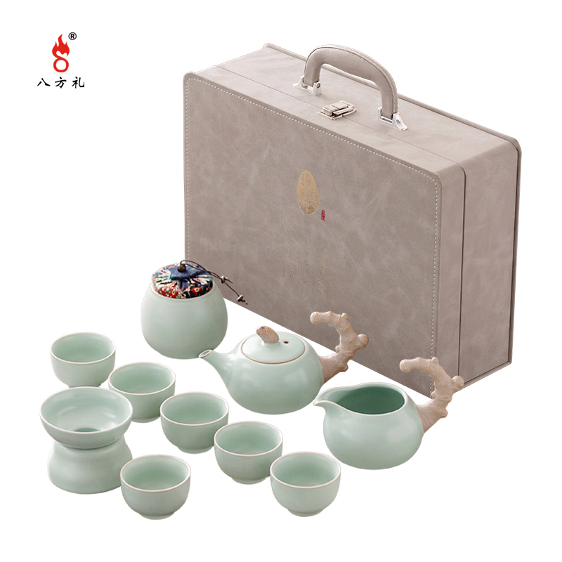 DH-J-【评价500+】普区包邮八方礼陶瓷汝窑茶具好事将发生茶具家用或商务送礼11头BFL2024-15