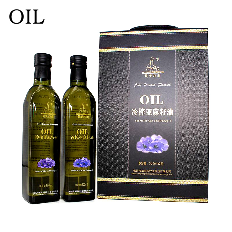 DH-J-龙堡庄园 龙驹 冷榨亚麻籽油礼品套装500ml*2瓶装