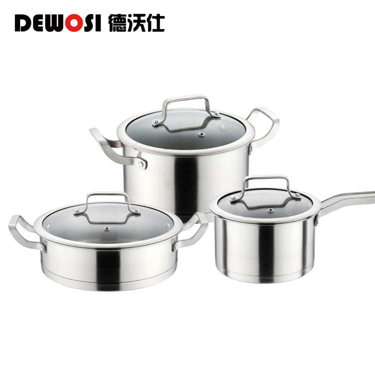 DH-J-德沃仕  伯朗尼厨房三件套  家用锅具 不锈钢三件套  汤锅+奶锅+煎锅  （规格：6套/箱）