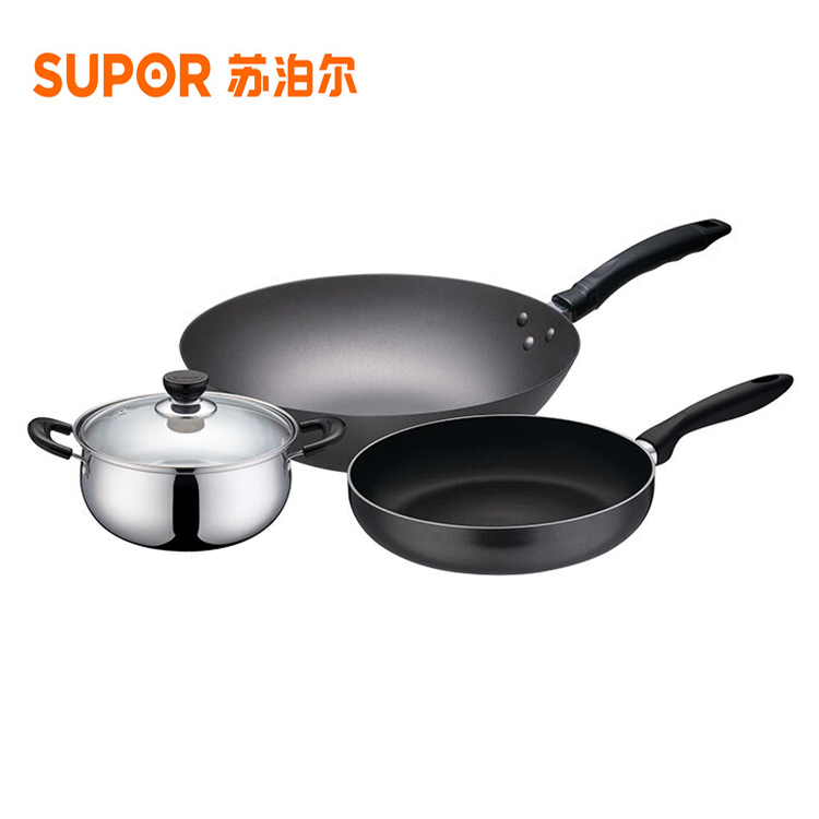 J-【苏泊尔】 SUPOR  普区包邮 炒锅家用 三件套T1405T（3个/箱） 售完换新品 （牛皮纸箱邮购包装发货）