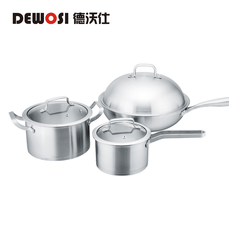DH-J-德沃仕 威尼斯不锈钢三件套  家用炒锅 汤锅 奶锅 厨房锅具三件套 （箱规：6套/箱）