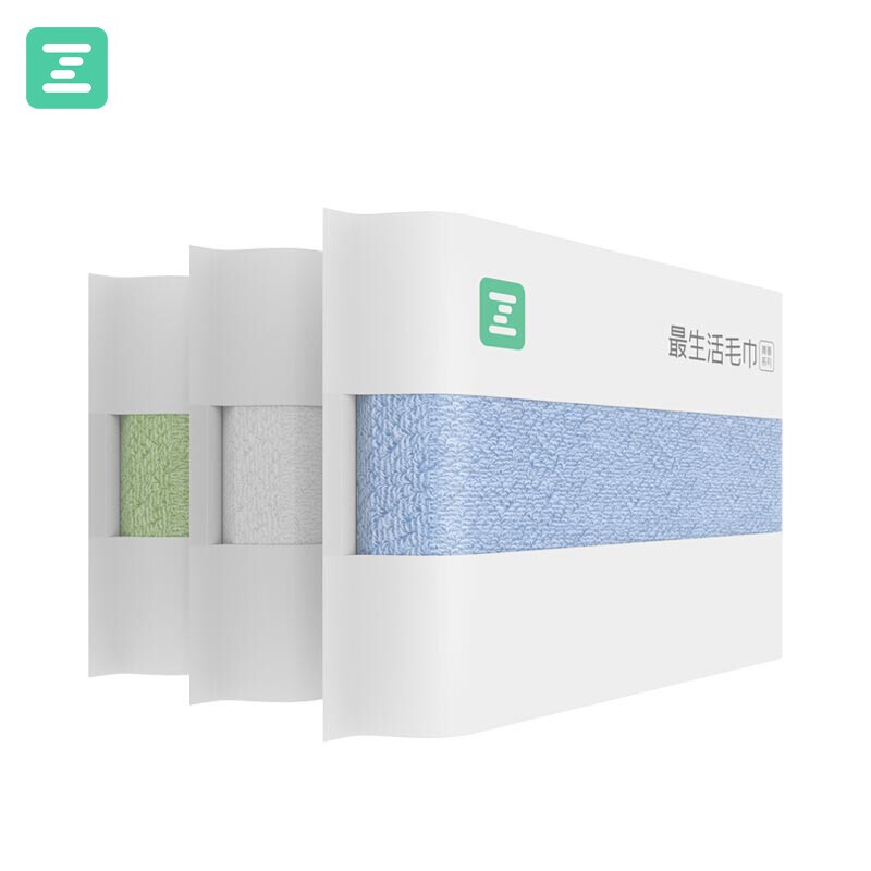 J- 最生活·青春系列 轻柔款毛巾三条装A-1193*3抗菌毛巾白蓝绿 颜色随机发货