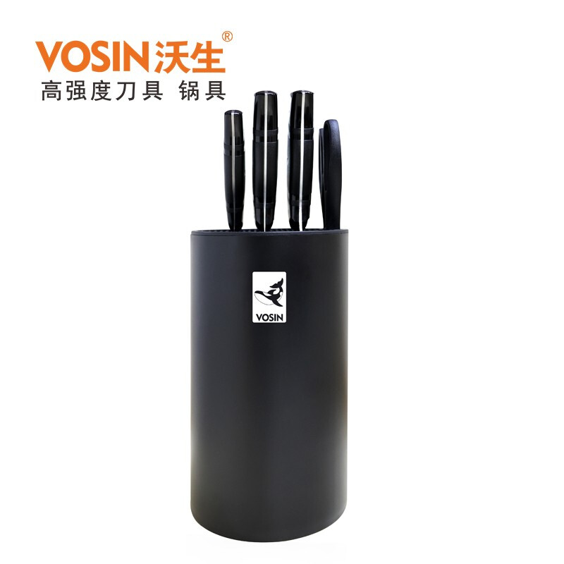 DH-J-VOSIN沃生黑曜石加大加厚刀具5件套切片刀厨师刀水果刀剪刀刀座VSD0214E（箱规：6个/箱）