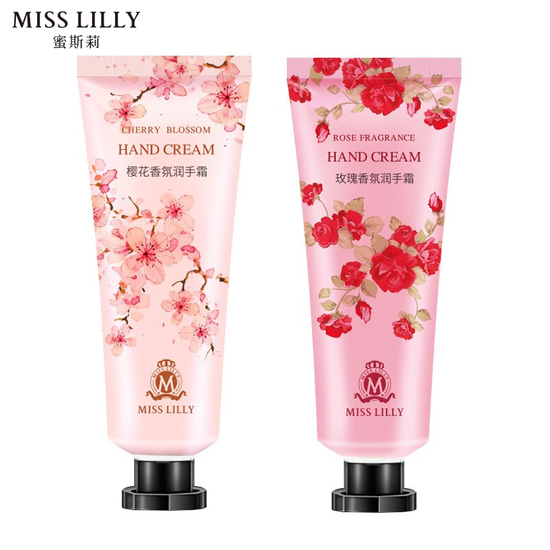 T-【热评400+】MissLilly蜜斯莉护手霜2支装 樱花香氛50g+玫瑰香氛50g 水润保湿不黏腻 秋冬防干裂滋润 约会通勤便携 普区包邮