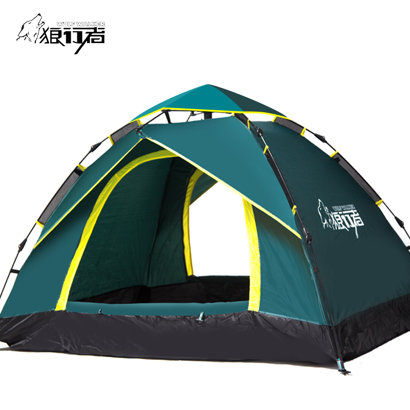 J-【热评1000+】狼行者 户外全自动帐篷 户外防雨野营帐篷休闲帐篷 墨绿色 型号：LXZ-80008 普区包邮