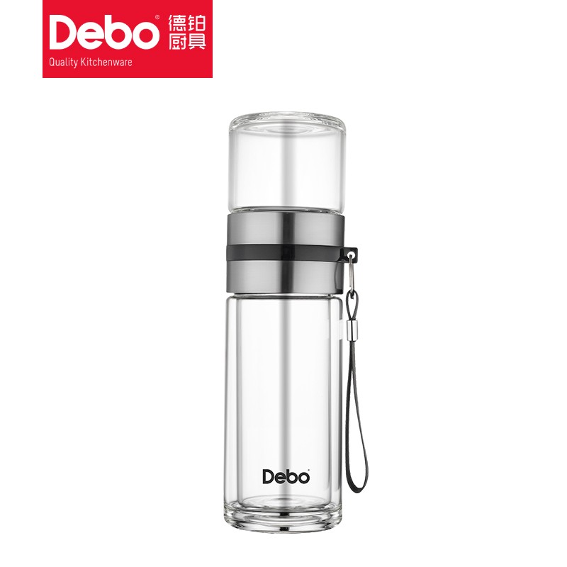 J-Debo德铂 茶水分离双层玻璃杯泡茶师过滤男女式旅行茶杯办公水杯DEP-746