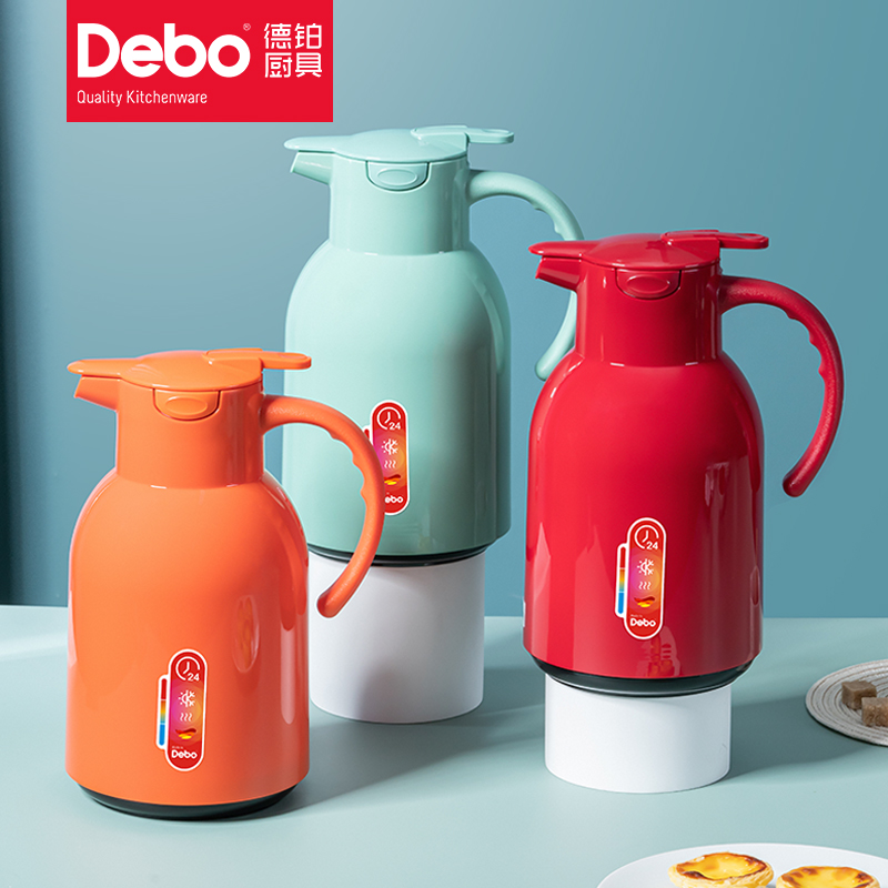 J-Debo德铂 保温壶 玻璃内胆企鹅保温壶款暖瓶 水壶 两个颜色可选 新年礼物 精美彩盒装 红色DEP-DS346
