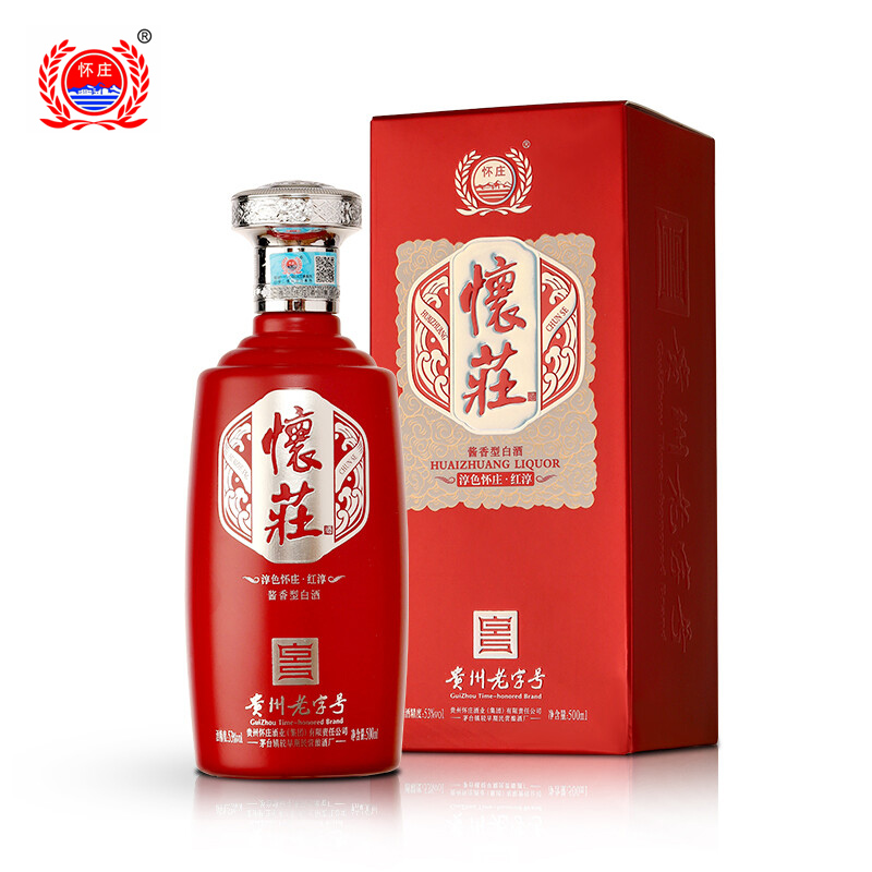 J-贵州怀庄懷莊酒红淳酱香型白酒53度500Ml坤沙高度白酒一瓶装