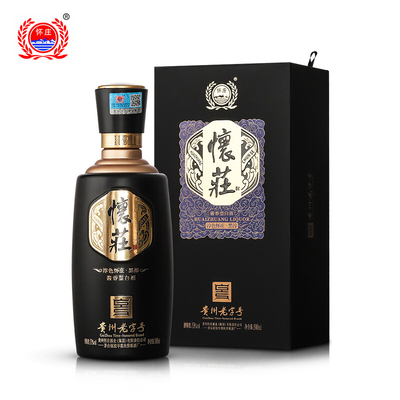 J-贵州怀庄懷莊酒黑淳酱香型白酒53度500Ml大曲坤沙高度白酒一瓶装
