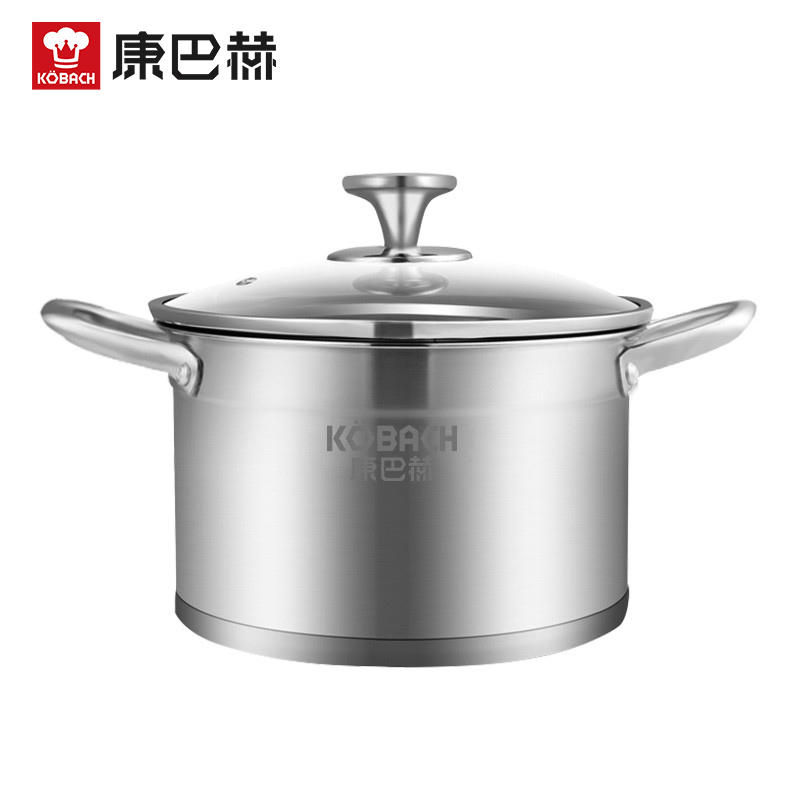 J-康巴赫KGN-T24Y 鸿运满堂汤锅304不锈钢24cm家用通用燃气炉电磁炉通用炖汤煮面粥锅 24cm