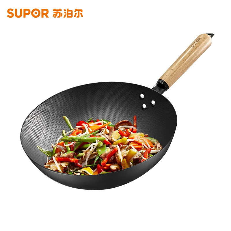 DH-J-【热评2000+】苏泊尔SUPOR  臻火蜂窝铁锅 炒锅家用炒锅平底煎炒锅家用 VC32RF01 炒锅锅具  32cm