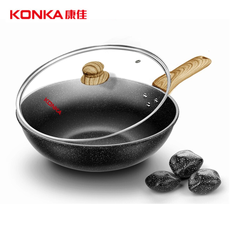 DH-J-【热评5000+】康佳麦饭石炒锅 圆弧形锅底设计 均匀受热 快速导热KY-CG02M(S)