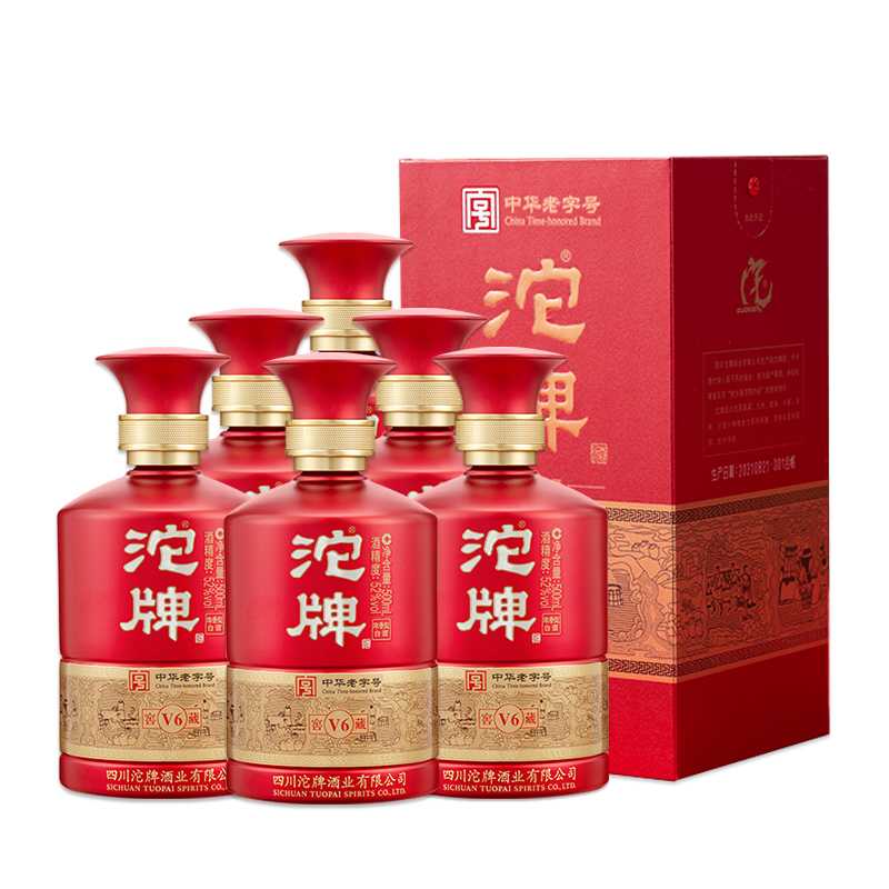 【整箱六瓶装】T-沱牌窖藏V6浓香型52°白酒500ml*6瓶礼盒装 四川名酒年货送礼佳品 客户答谢佳品 普区包邮