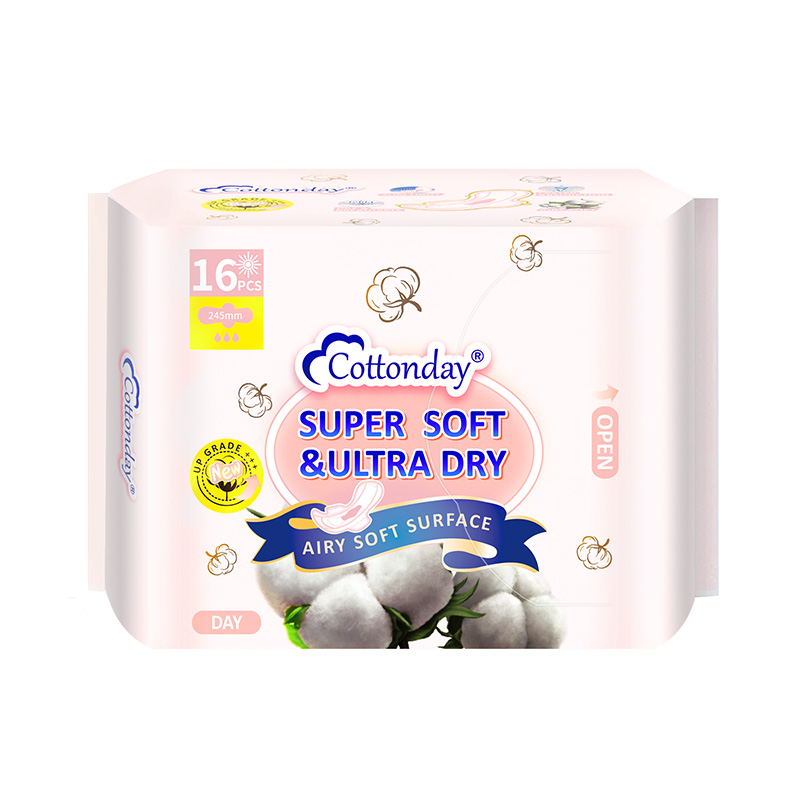 T-普区包邮 【2包32片】COTTONDAY 绵柔时光纤薄云绵日用卫生巾245mm*16片*2包