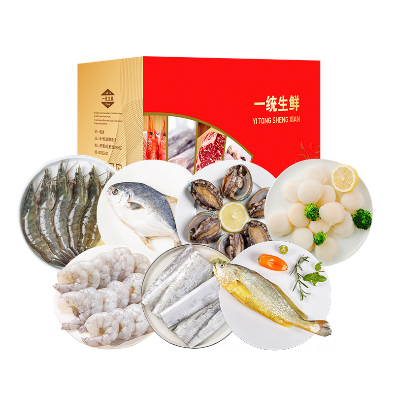J-一统如宜经典海鲜礼盒498型2250-2450g【东海大对虾250g/袋*1南海深海大鲳鱼300-400g/条*1+大连深海鲍鱼（8-10只）250g/袋*1+鲜冻扇贝柱350g/袋*1+湛江翡翠青虾仁250g/袋*1+东海野生带鱼中段350g/袋*1+东海深海野化大黄鱼500-600g/条*1】新疆/西藏/海南/甘肃/宁夏/内蒙古/青海/港澳台不发货