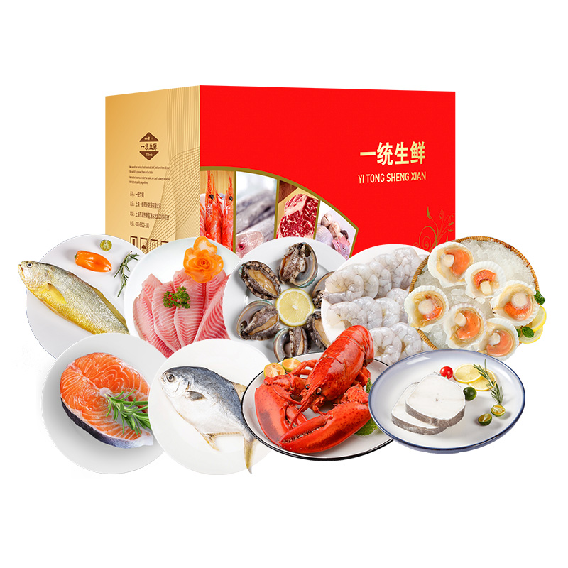 J-一统经典海鲜礼盒888型2720-3020g【东海深海野化大黄鱼500-600g/条*1+南海红鲷鱼去骨鱼排300g/袋*1+大连深海鲍鱼（8-10只）250g/袋*1+湛江翡翠青虾仁250g/袋*1+轮切大西洋三文鱼200g/袋*1+南海深海大鲳鱼300-400g/条*1+大连半壳虾夷贝350g/袋*1+波士顿龙虾350-450g/只*1+法国银鳕鱼220g/袋*1】新疆/西藏/海南/甘肃/宁夏/内蒙古/青海/港澳台不发货