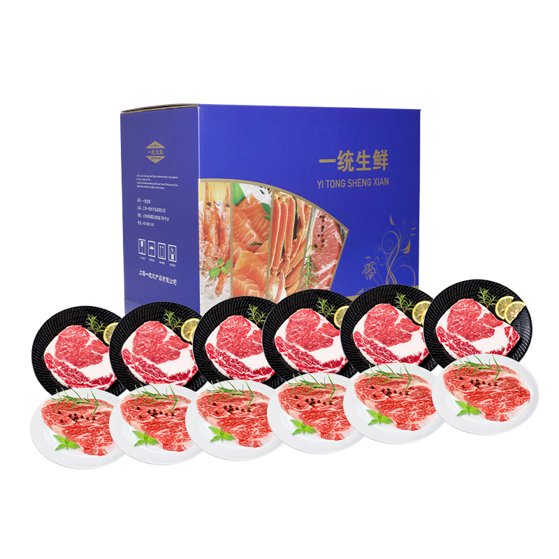 J-一统如宜牛排礼盒888型1800g 谷饲安格斯原切眼肉牛排150g/片*6 谷饲安格斯原切雪花牛排150g/片*6【新疆/西藏/海南/甘肃/宁夏/内蒙古/青海/港澳台不发货】