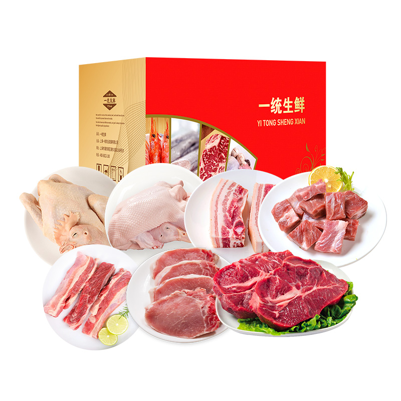 J-一统如宜生鲜礼盒498型4000-4100g【山地散养鸡950-1000g/只*1+生态散养鸭950-1000g/只*1+夹心五花肉400g/袋*1+分切猪小排400g/袋*1+云南黄牛牛腩400g/袋*1+精切猪大排500g/袋*1+牛腱肉400g/袋*1】新疆/西藏/海南/甘肃/宁夏/内蒙古/青海/港澳台不发货
