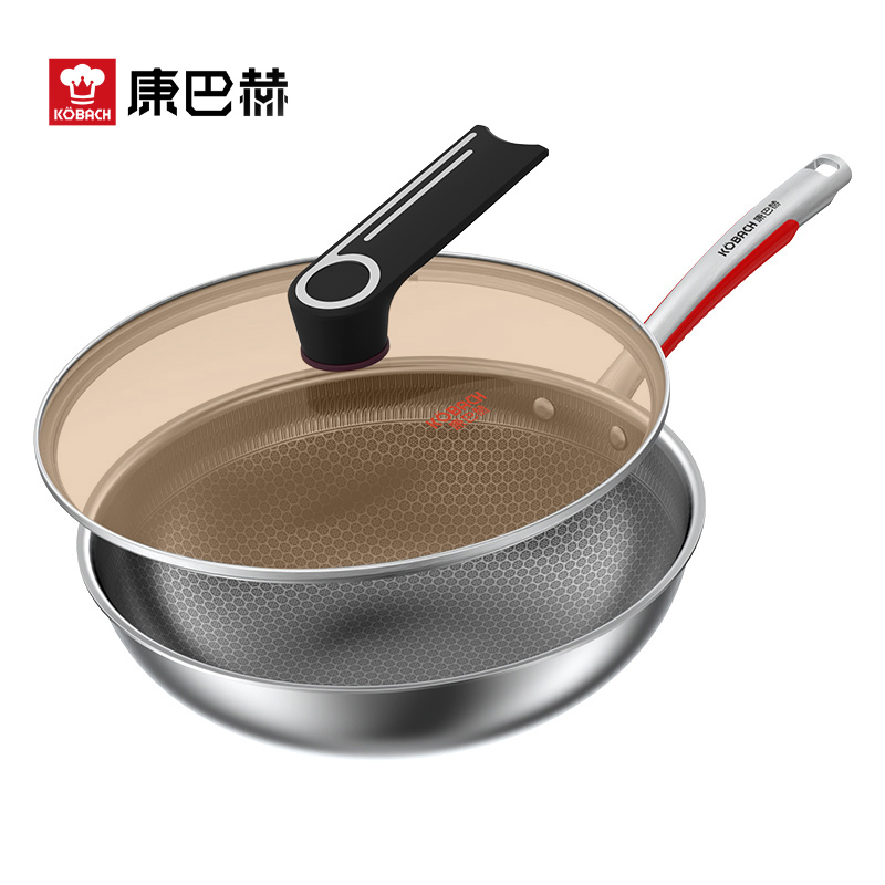 J-康巴赫悦享304蜂窝炒锅32cm单面屏 电磁炉燃气灶通用  LPB-C32Y 精美礼盒装