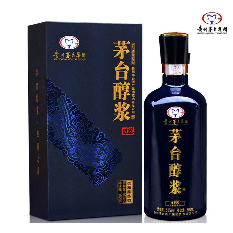 普通地区包邮-J-茅台家族 茅台醇浆A100 53度柔和酱香型白酒 500ml/瓶 单瓶礼盒装 两瓶附赠手提袋