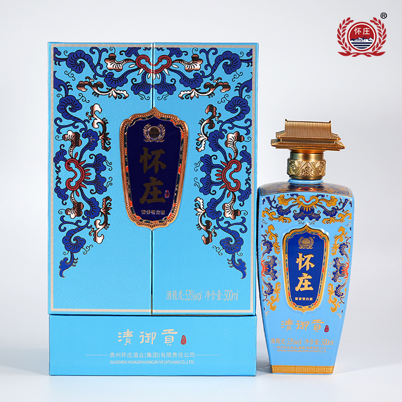 普通地区包邮-J-怀庄 清御贡 典藏 53度酱香型白酒 500ml/瓶 单瓶礼盒装 单瓶附赠手提袋