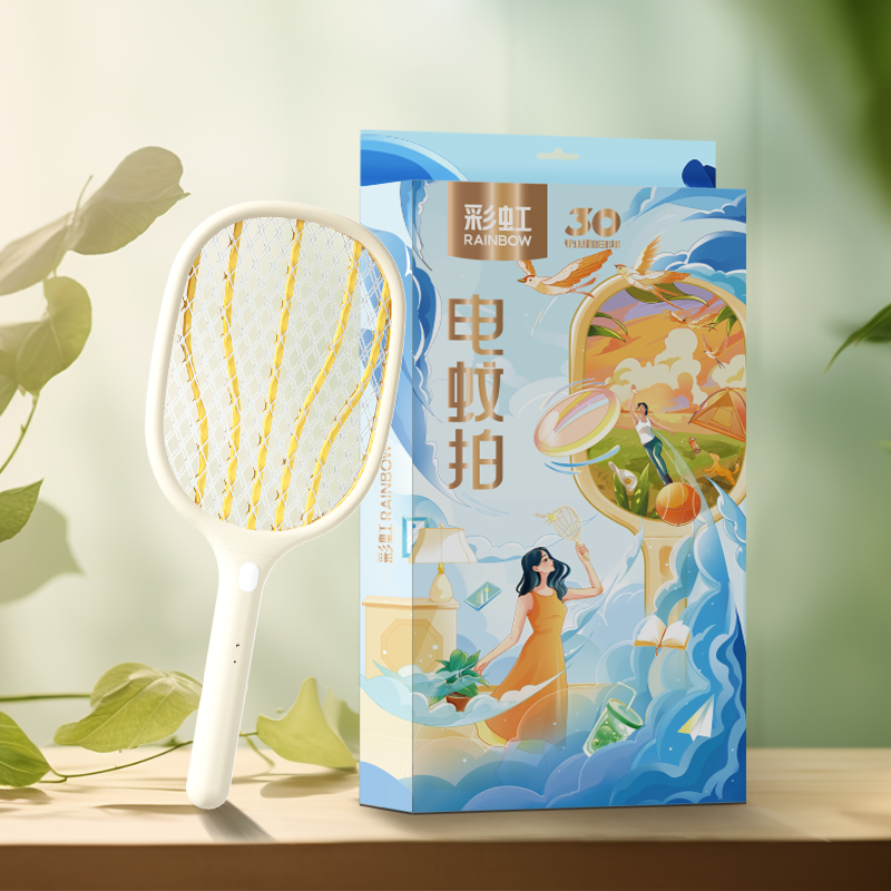 J-【热评100+】彩虹电蚊拍T6108型号DW-CB