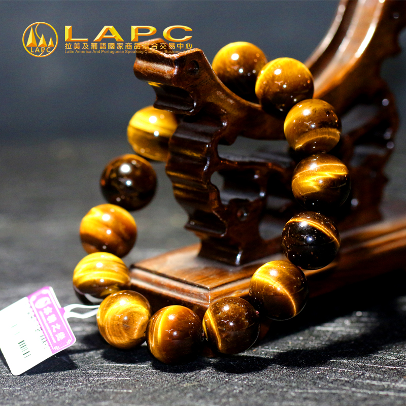 LAPC水精之恋 黄虎晶圆形手链(AAA+）木变石手链褐黄色珠径12mm【每品一证】产品为天然原料打磨制做，表面存在微瑕，介意者慎拍