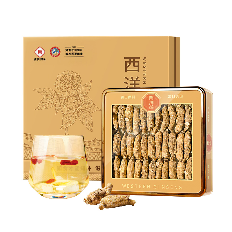 J-食尚知补 西洋参段人参花旗参原尾菊花纹礼盒装原料美国进口花旗参段200g（初级农产品)
