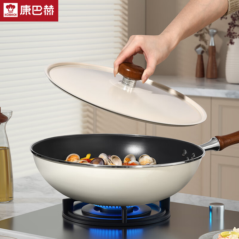 J-普区包邮 康巴赫 有钛无涂层珐琅炒锅  健康有钛无涂层 锅具 LPB-C32FL 精美彩盒装 新老款随机发货