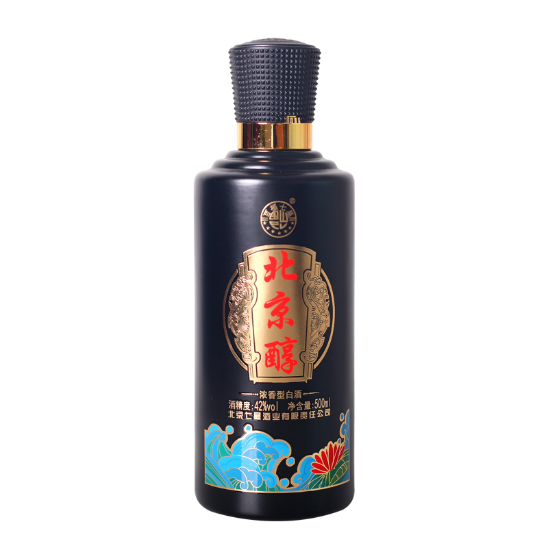 DH-J-百福七星 北京醇 42度浓香型白酒 500ml/瓶单瓶装 整箱起拍 （箱规：6瓶/箱 不含手提袋）