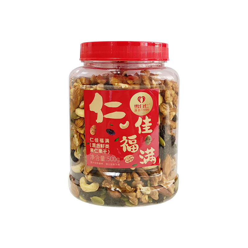 J-【热评200+】普区包邮 雪白仁 福满罐仁佳福满综合坚果500g/罐 福满罐混合籽类果仁果干