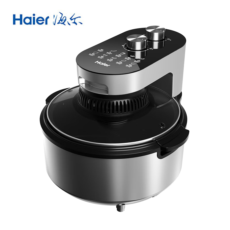 J-普区包邮 海尔 Haier 空气炸锅 4.5L大容量多功能可视光波加热无油电炸锅大功率360&deg;热风循环双旋钮控制 HA-M45DKS