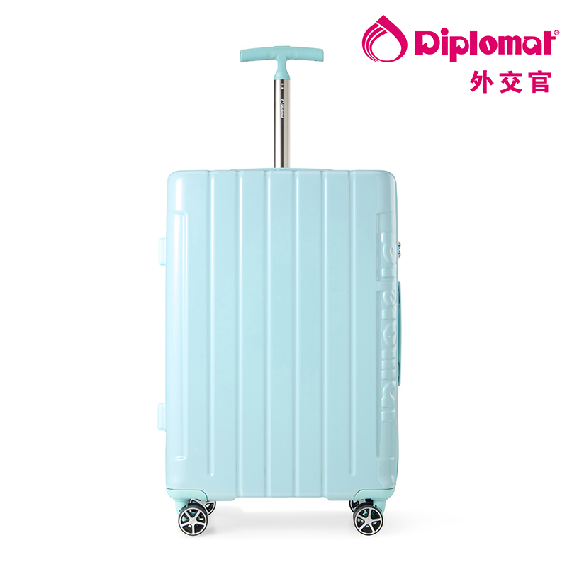 J-【外交官】24寸单杆拉杆箱 普区包邮 ABS+PC材质大容量量轻质坚 HM-61173-2蓝色