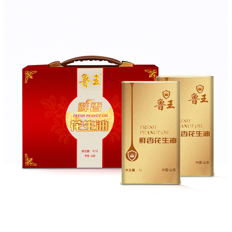 J-普区包邮 鲁王一级鲜香花生油1L*2礼盒装